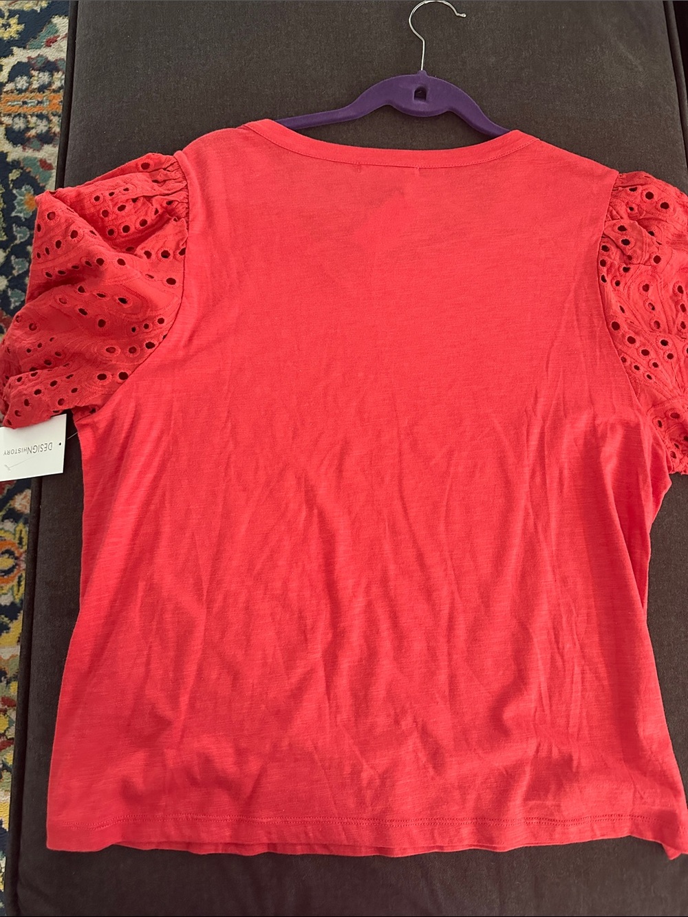 Design History Red Eyelet Puff-Sleeve Tee - Picture 6 of 6